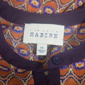 2/$12 Sabine Blouse Quarter Button Up Long Sleeve Printed Top Mauve Purple Sz XS